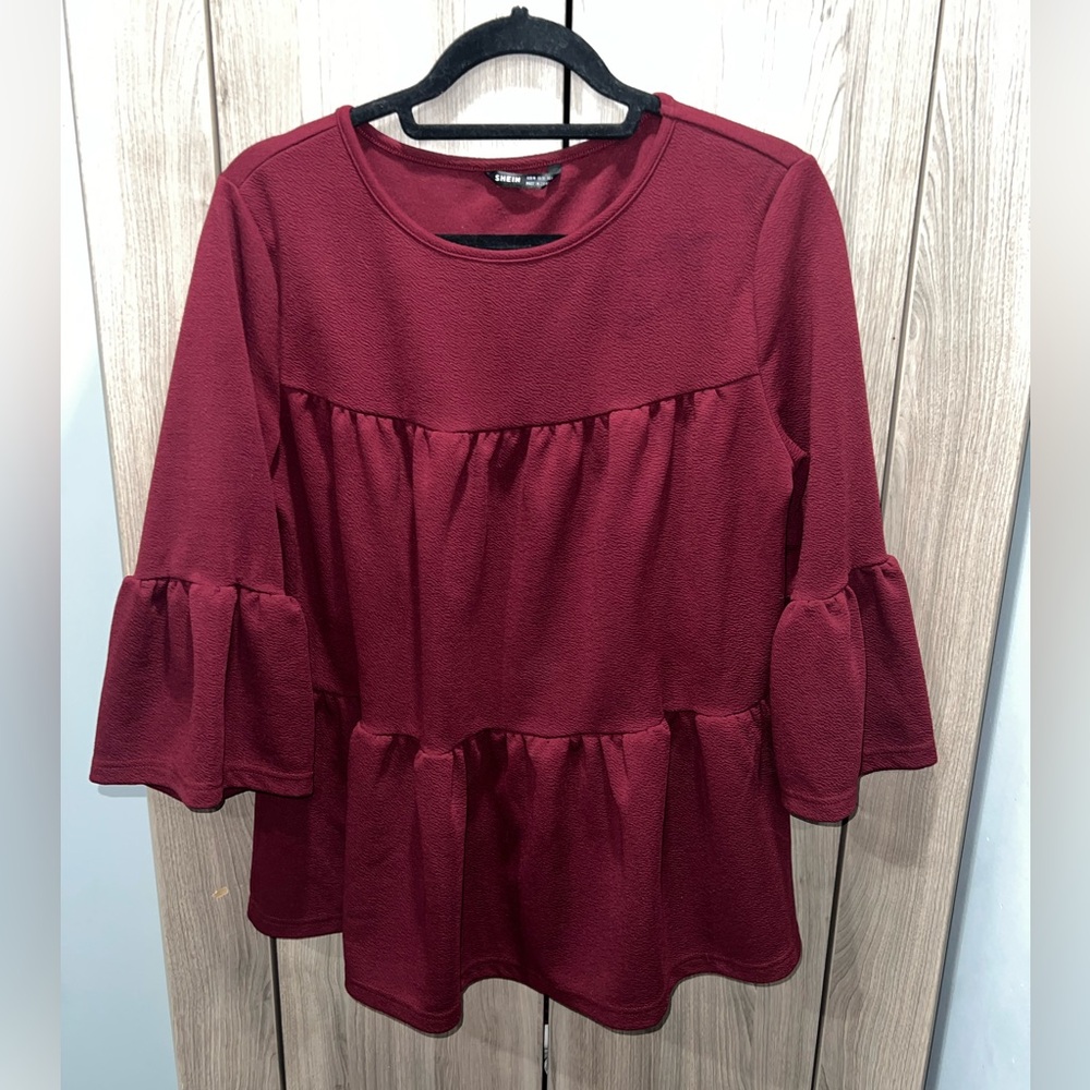 SHEIN Deep Red Textured Top